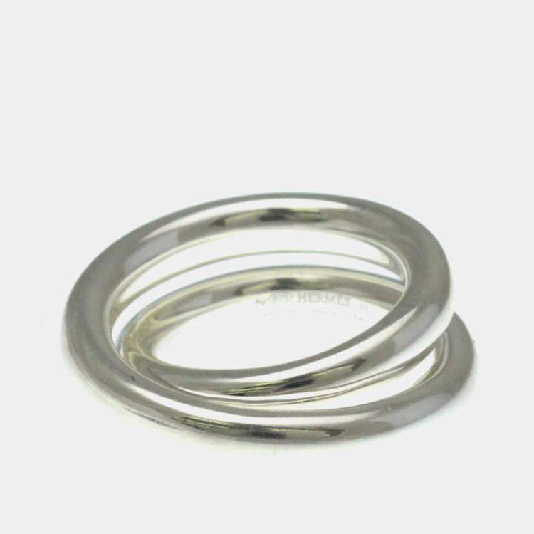 Pre Owned Hermes Vertige Silver Band Ring EU 54