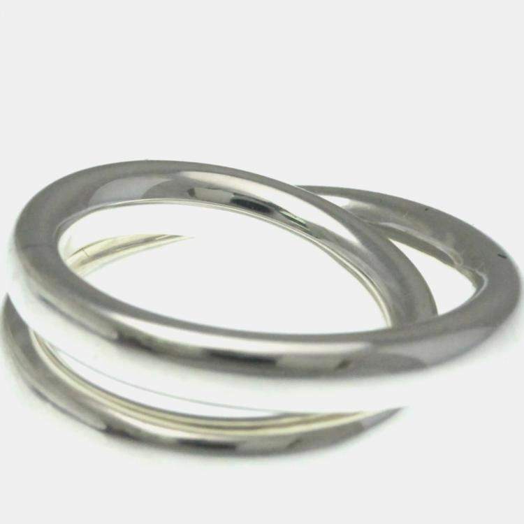 Pre Owned Hermes Vertige Silver Band Ring EU 54