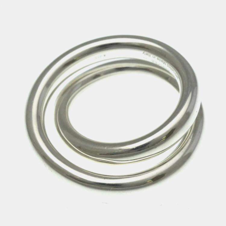 Pre Owned Hermes Vertige Silver Band Ring EU 54