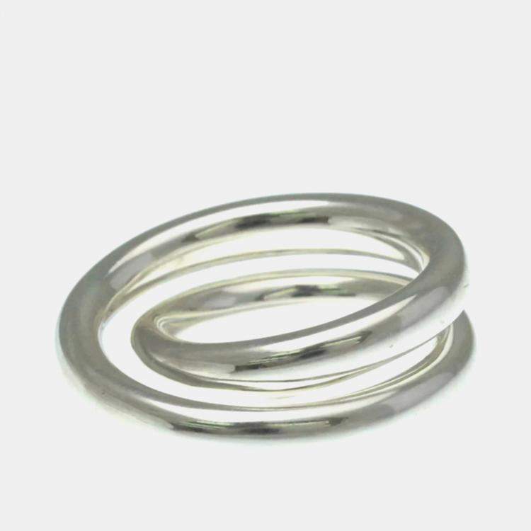 Pre Owned Hermes Vertige Silver Band Ring EU 54