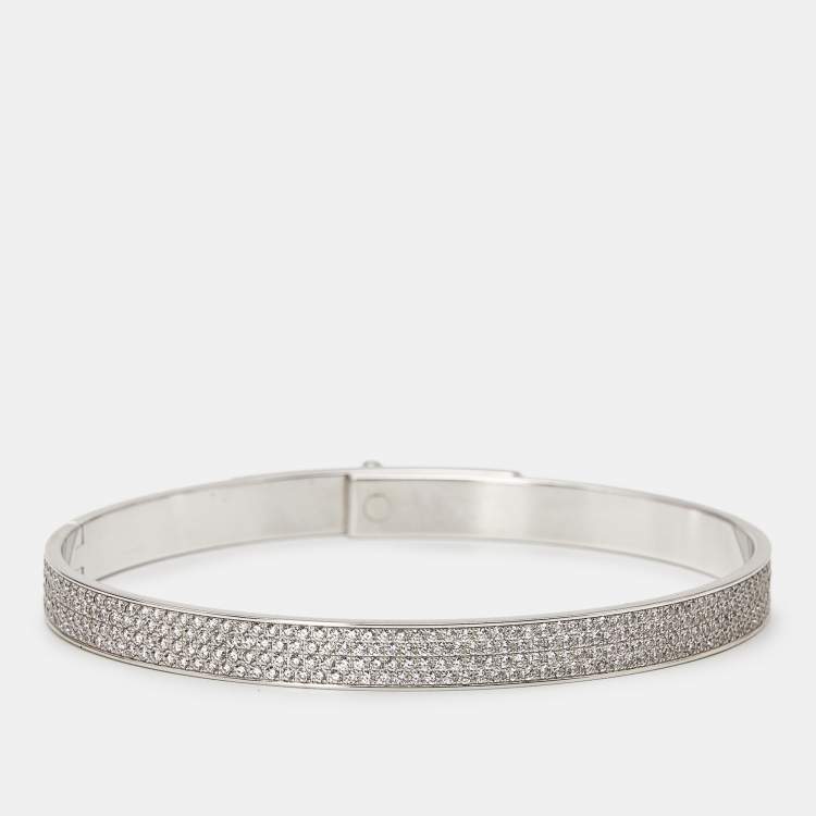 Pre Owned Hermes Kelly Diamonds 18k White Gold Small Model Bracelet
