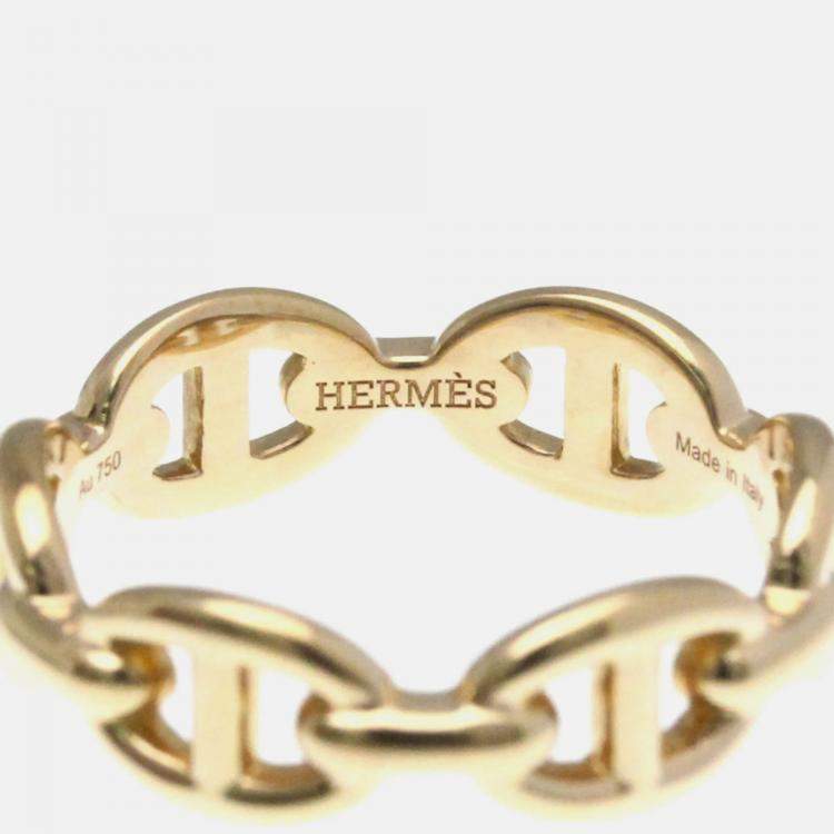 Pre Owned Hermes Chaine D'ancre Pink Gold 18K Band Ring EU 52
