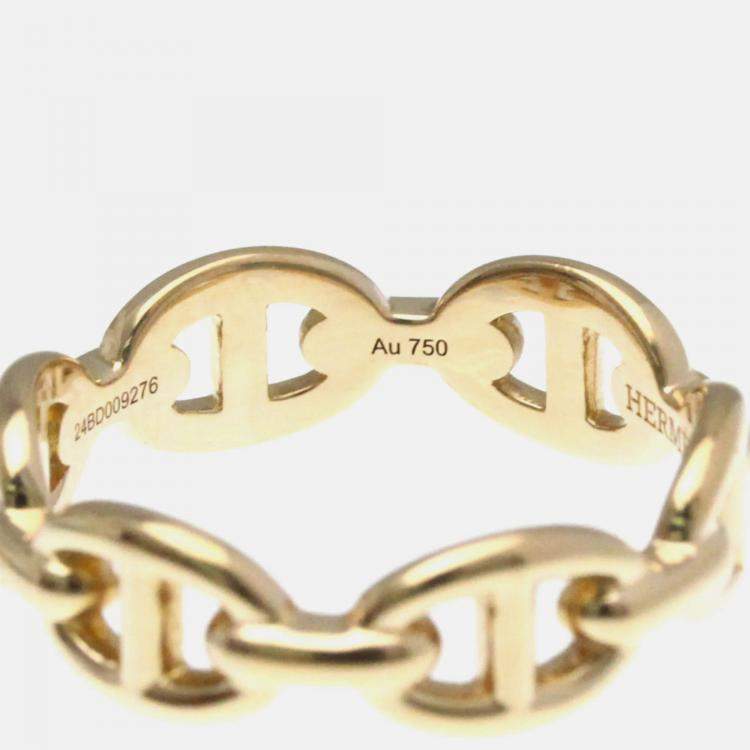Pre Owned Hermes Chaine D'ancre Pink Gold 18K Band Ring EU 52