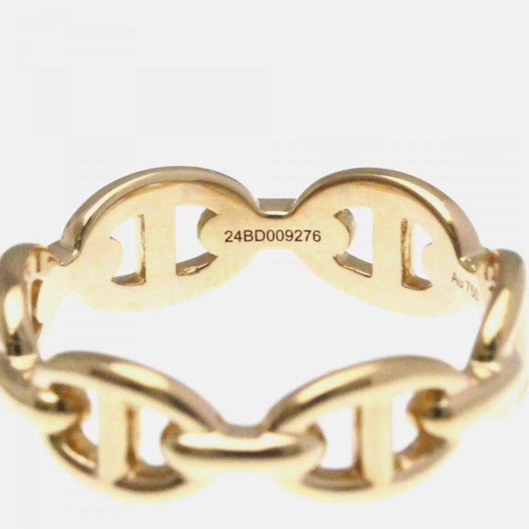 Pre Owned Hermes Chaine D'ancre Pink Gold 18K Band Ring EU 52