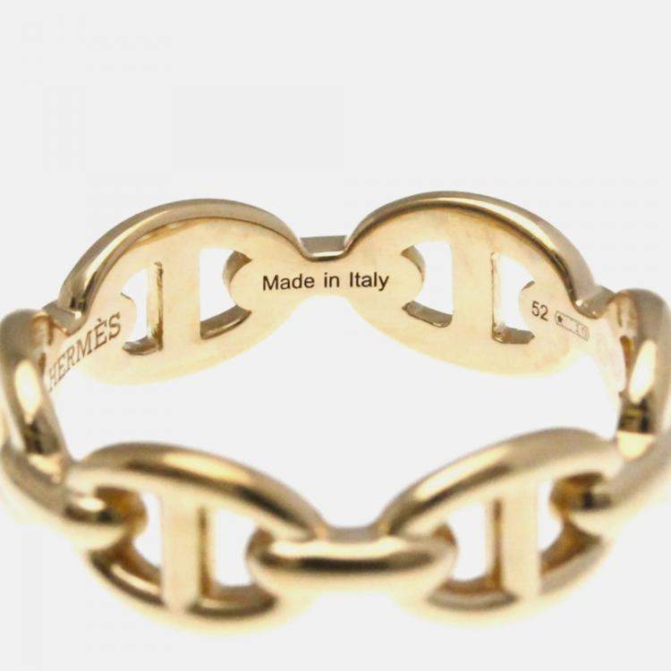 Pre Owned Hermes Chaine D'ancre Pink Gold 18K Band Ring EU 52