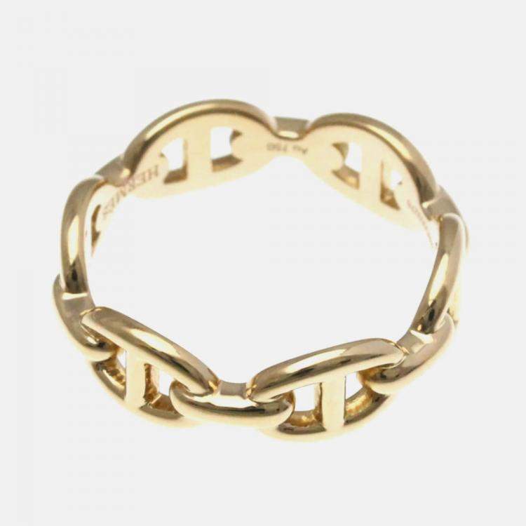 Pre Owned Hermes Chaine D'ancre Pink Gold 18K Band Ring EU 52