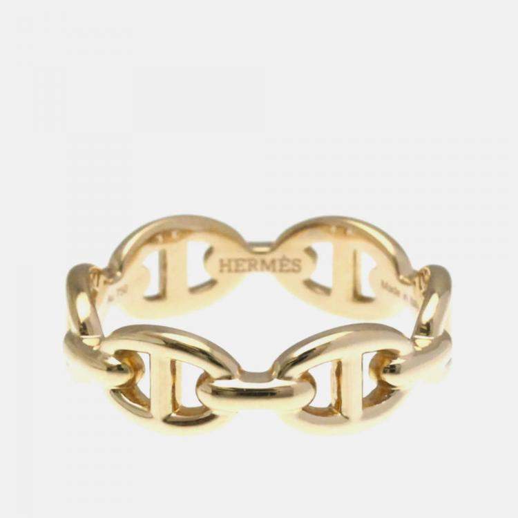 Pre Owned Hermes Chaine D'ancre Pink Gold 18K Band Ring EU 52