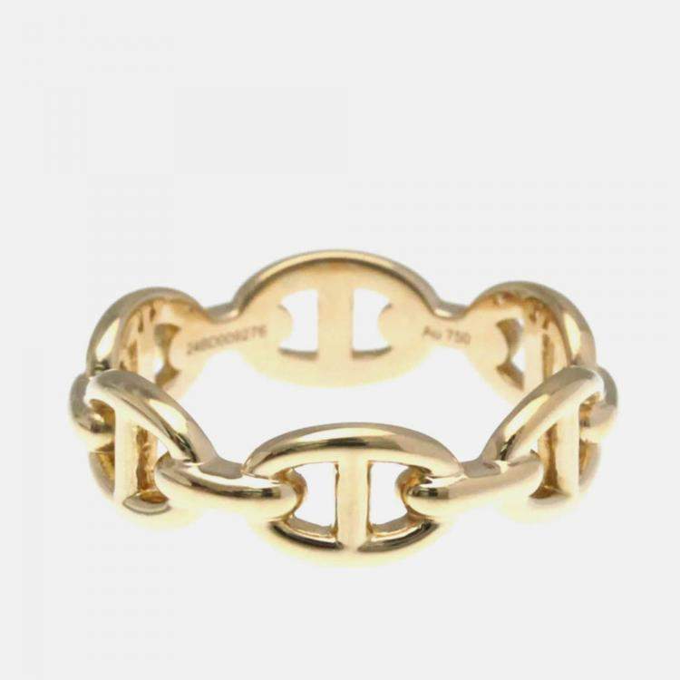Pre Owned Hermes Chaine D'ancre Pink Gold 18K Band Ring EU 52