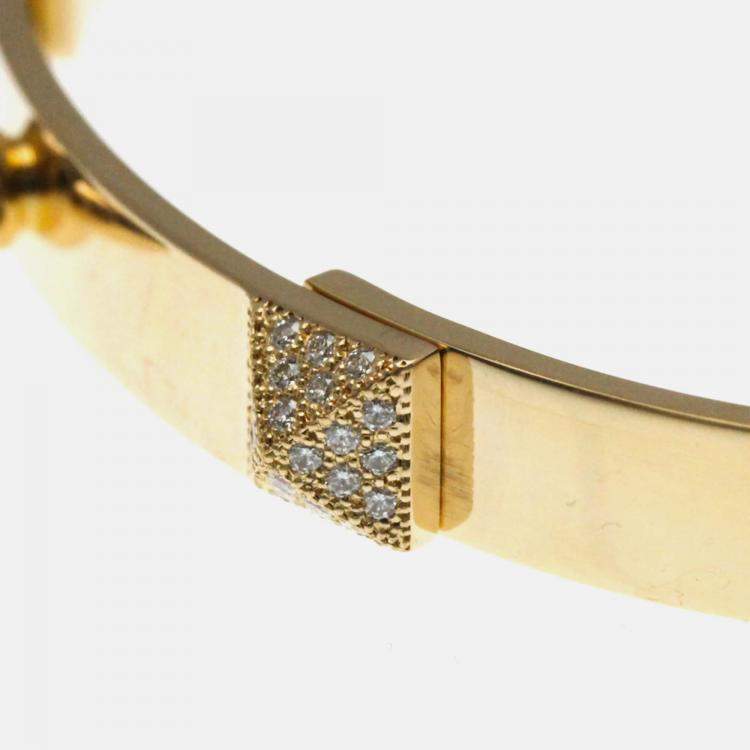 Pre Owned Hermes Collier De Chien PM Pink Gold 18K Carat/0.24 Diamond Bangle