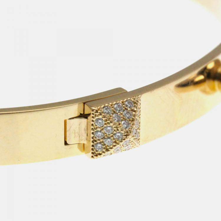 Pre Owned Hermes Collier De Chien PM Pink Gold 18K Carat/0.24 Diamond Bangle