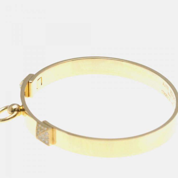 Pre Owned Hermes Collier De Chien PM Pink Gold 18K Carat/0.24 Diamond Bangle