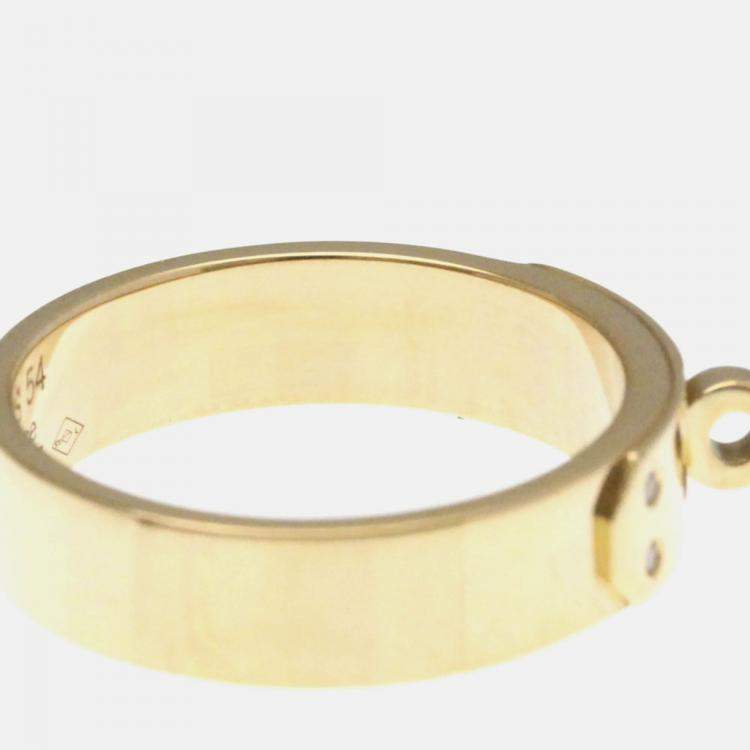 Pre Owned Hermes Kelly Pink Gold 18K Diamond Band Ring EU 54
