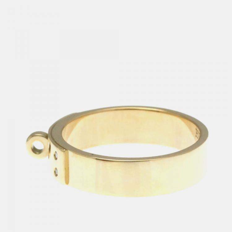 Pre Owned Hermes Kelly Pink Gold 18K Diamond Band Ring EU 54