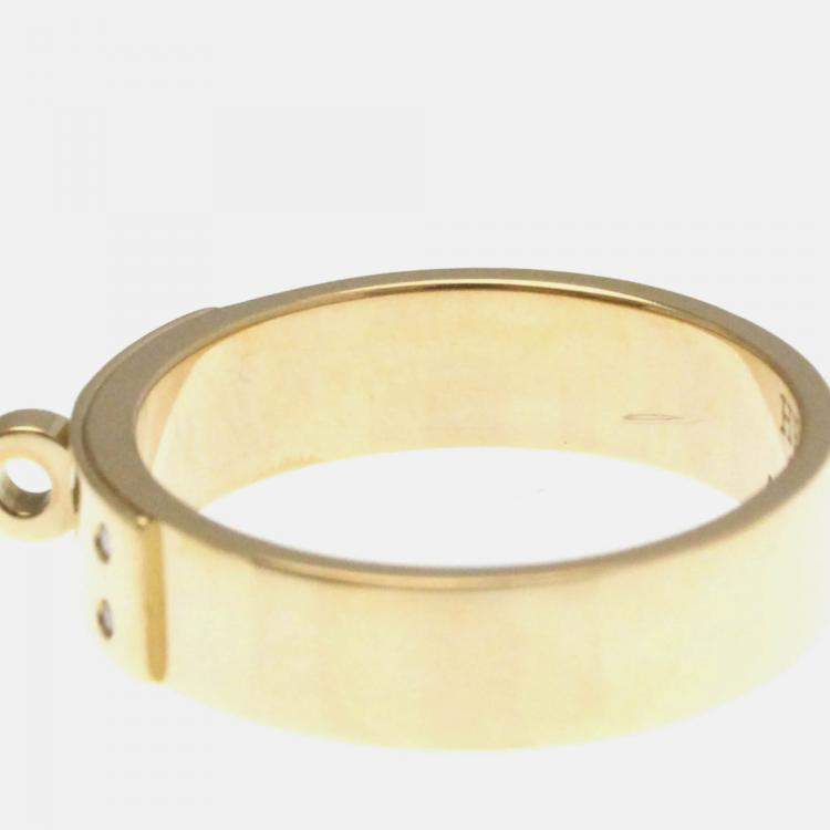 Pre Owned Hermes Kelly Pink Gold 18K Diamond Band Ring EU 54