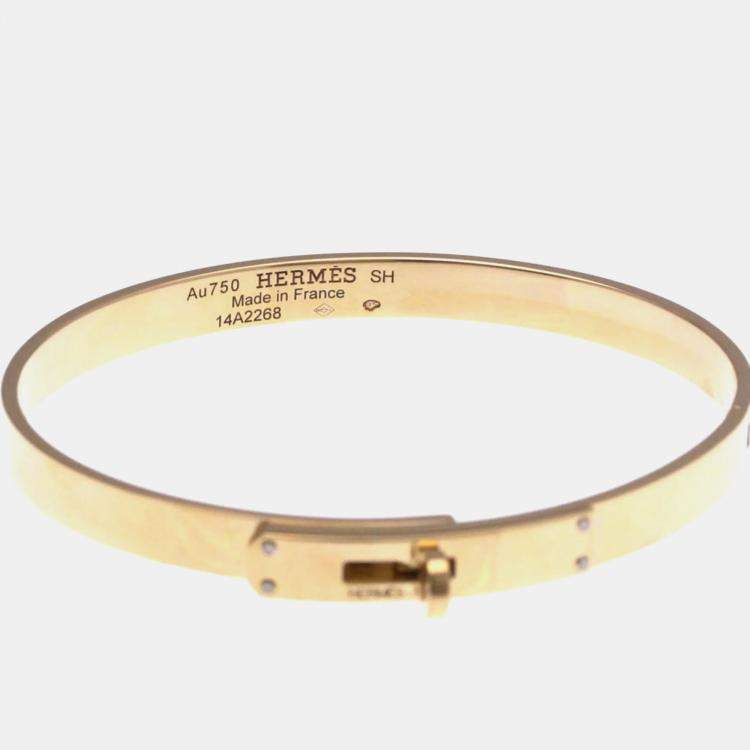 Pre Owned Hermes Kelly 4P Diamond Bangle Pink Gold 18K Diamond Bangle Pink Gold