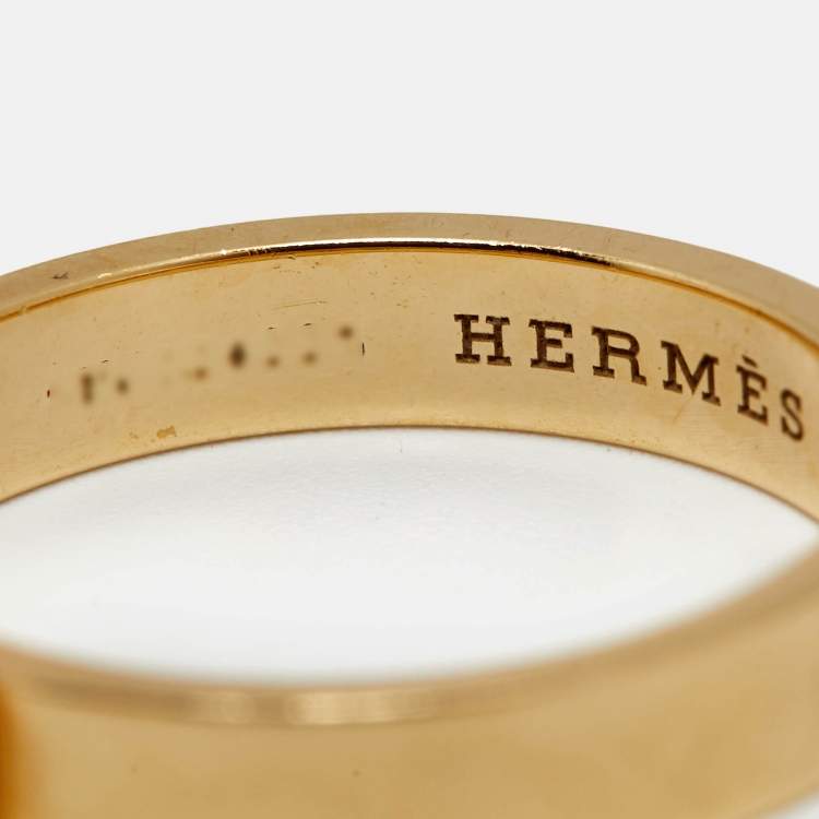 Pre Owned  Hermes Kelly 18K Rose Gold Narrow Band Ring Size 53