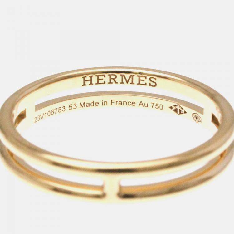 Pre Owned Hermes Ariane  Band 18K Pink Gold Ring 