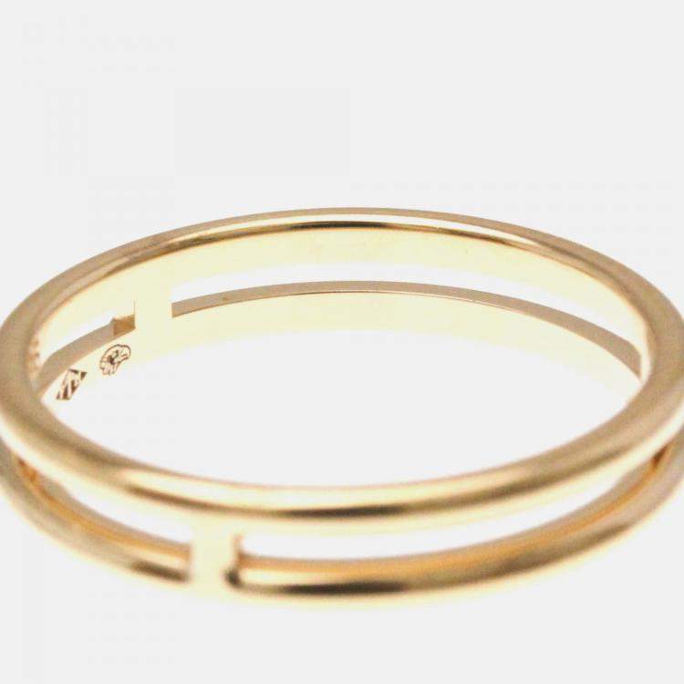 Pre Owned Hermes Ariane  Band 18K Pink Gold Ring 