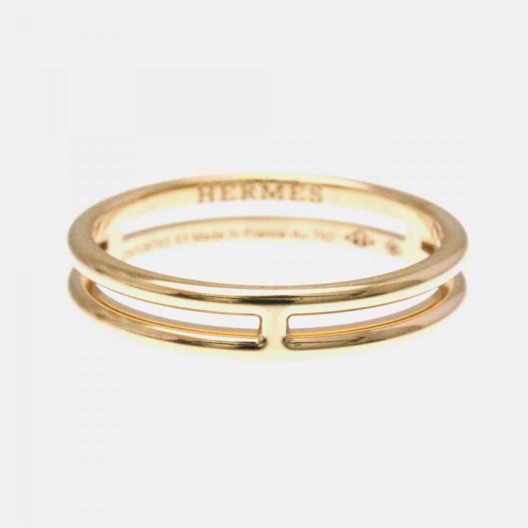 Pre Owned Hermes Ariane  Band 18K Pink Gold Ring 