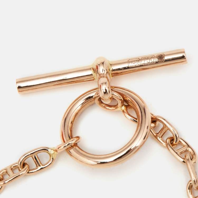 Pre Owned Hermes Farandole 18k Rose Gold Chaine d'ancre Link Toggle Bracelet