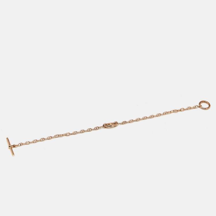Pre Owned Hermes Farandole 18k Rose Gold Chaine d'ancre Link Toggle Bracelet