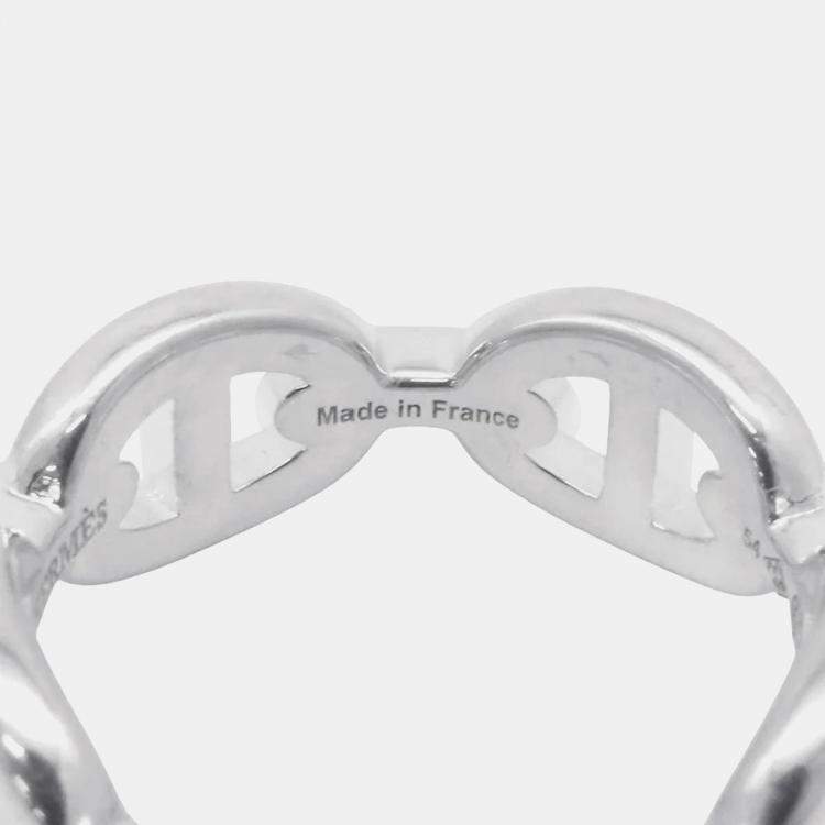 Pre Owned Hermes Chaine D'Ancre Anchene Silver 925 Ring EU 54