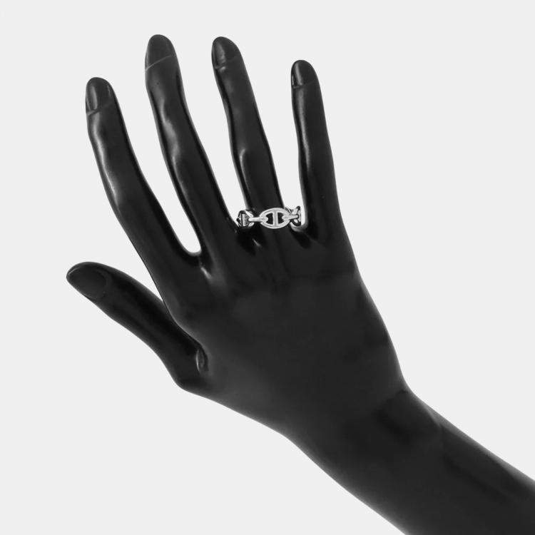 Pre Owned Hermes Chaine D'Ancre Anchene Silver 925 Ring EU 54