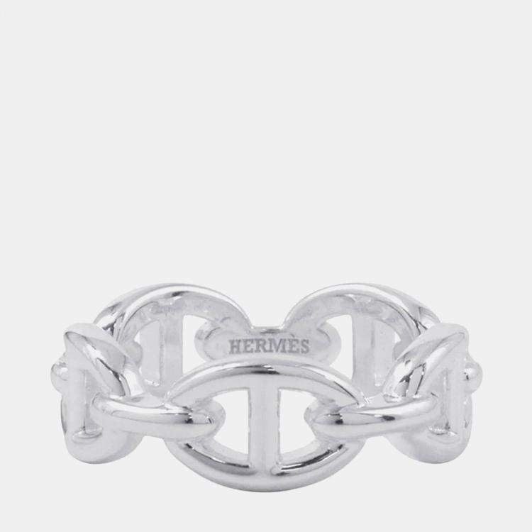 Pre Owned Hermes Chaine D'Ancre Anchene Silver 925 Ring EU 54