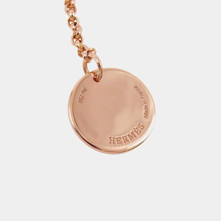 Pre Owned Hermes Exlibris 18K Pink Gold Pendant  