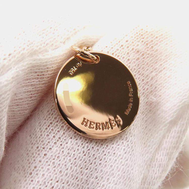 Pre Owned Hermes Exlibris 18K Pink Gold Pendant  