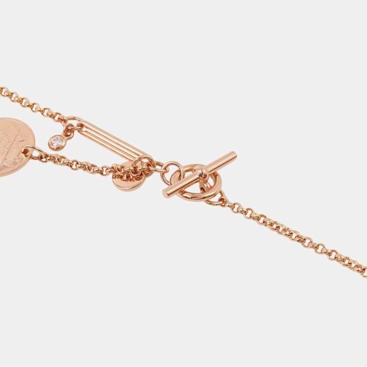 Pre Owned Hermes Exlibris 18K Pink Gold Pendant  