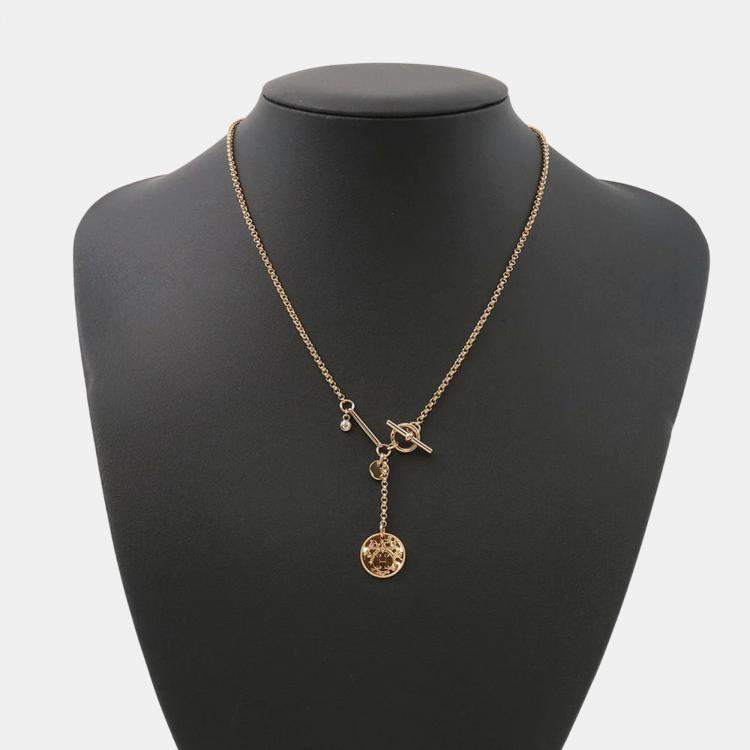 Pre Owned Hermes Exlibris 18K Pink Gold Pendant  