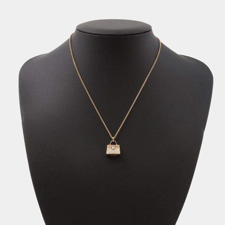 Pre Owned Hermes Amulette Kelly 18K Rose Gold Pendant 