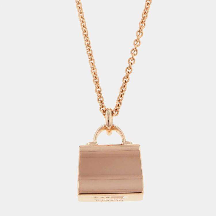 Pre Owned Hermes Amulette Kelly 18K Rose Gold Pendant 