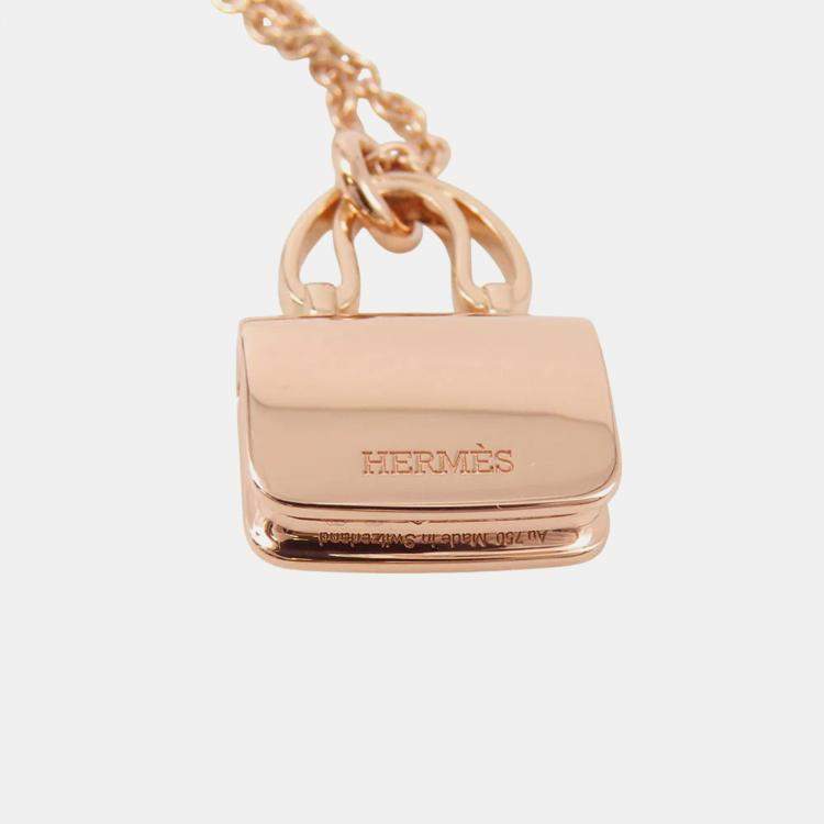 Pre Owned Hermes Amulette Constance 18K Rose Gold Necklace 
