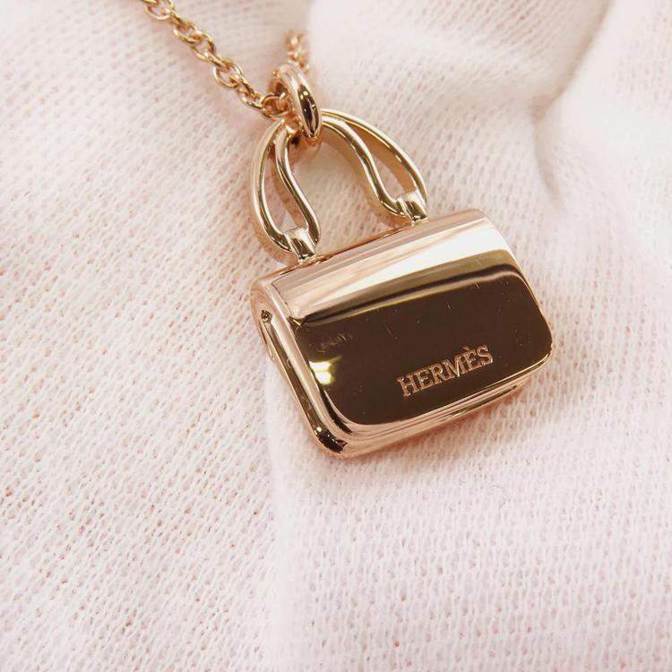 Pre Owned Hermes Amulette Constance 18K Rose Gold Necklace 