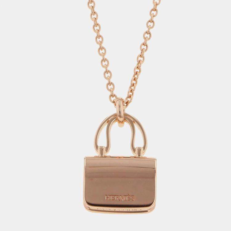 Pre Owned Hermes Amulette Constance 18K Rose Gold Necklace 