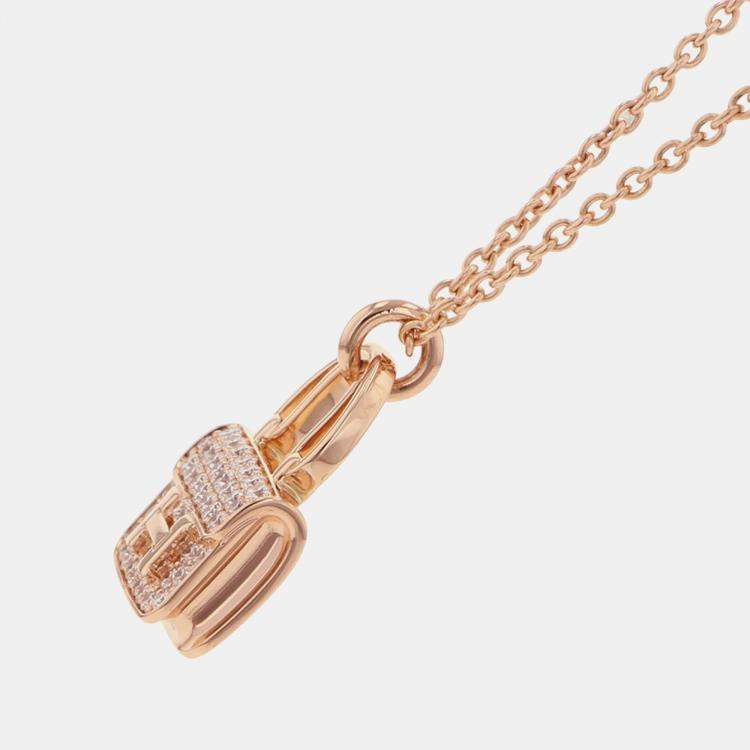 Pre Owned Hermes Amulette Constance 18K Rose Gold Necklace 