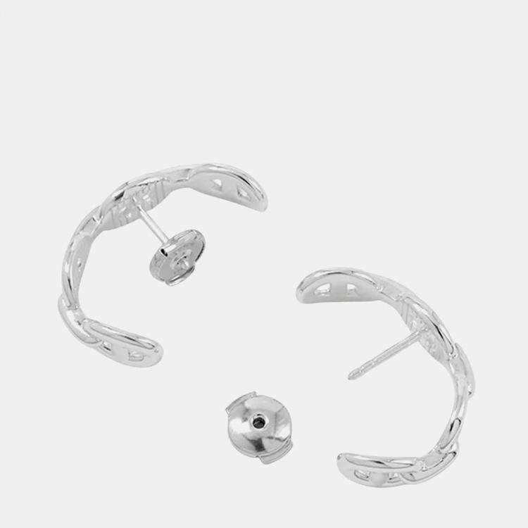 Pre Owned Hermes Chaine D'Ancre Earrings Silver 925