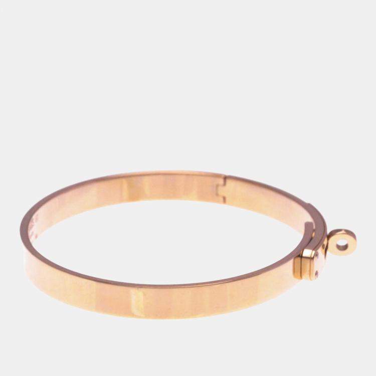 Pre Owned Hermes Kelly Bangle With 4 Diamonds 18K  Pink Gold Diamond Bangle 
