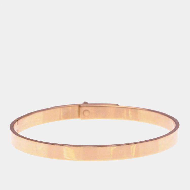 Pre Owned Hermes Kelly Bangle With 4 Diamonds 18K  Pink Gold Diamond Bangle 