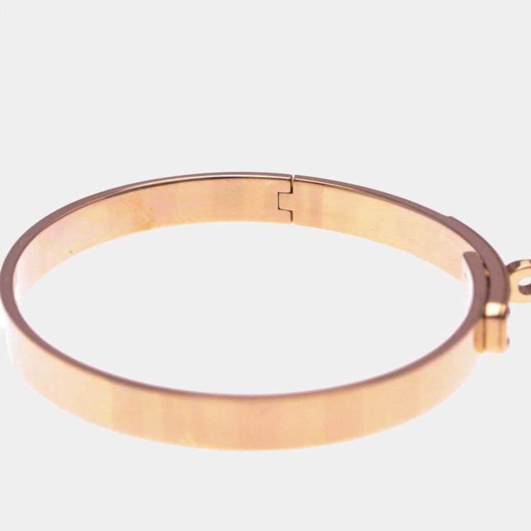 Pre Owned Hermes Kelly Bangle With 4 Diamonds 18K  Pink Gold Diamond Bangle 