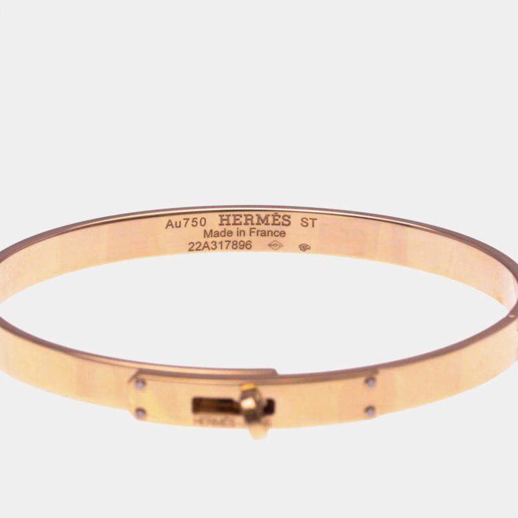 Pre Owned Hermes Kelly Bangle With 4 Diamonds 18K  Pink Gold Diamond Bangle 