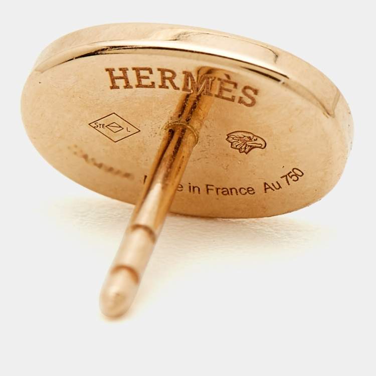 Pre Owned Hermès Chaine  d'ancre Contour Diamonds 18k Rose Gold Earrings