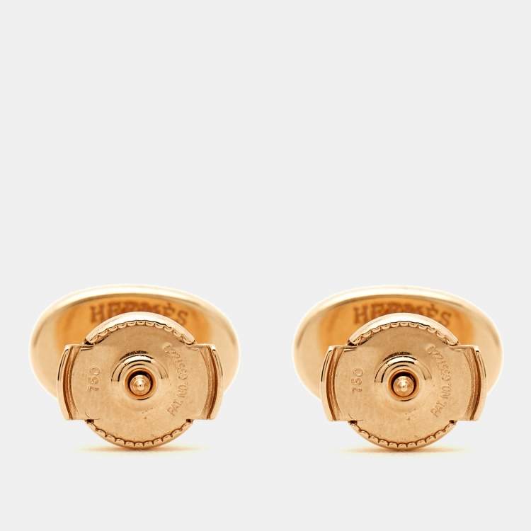 Pre Owned Hermès Chaine  d'ancre Contour Diamonds 18k Rose Gold Earrings