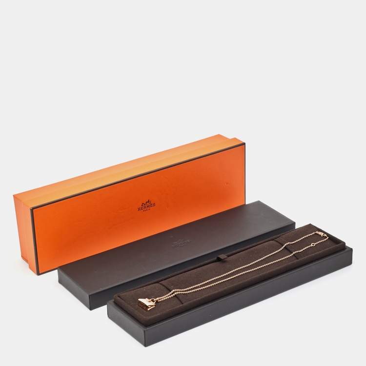 Pre Owned Hermes Amulette Kelly Diamonds 18k Rose Gold Necklace