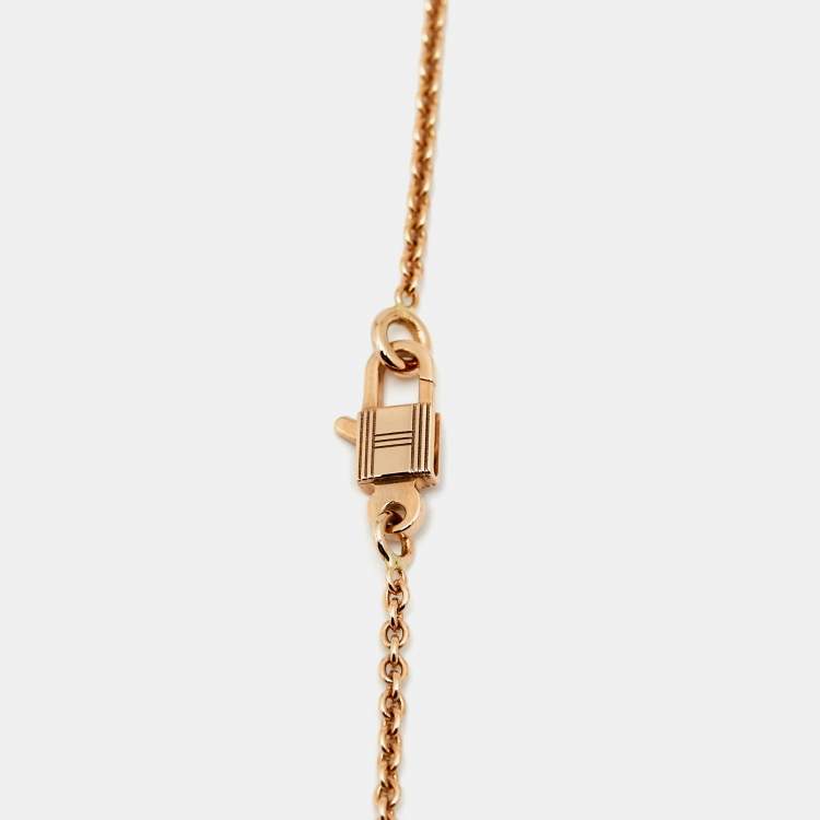 Pre Owned Hermes Amulette Kelly Diamonds 18k Rose Gold Necklace