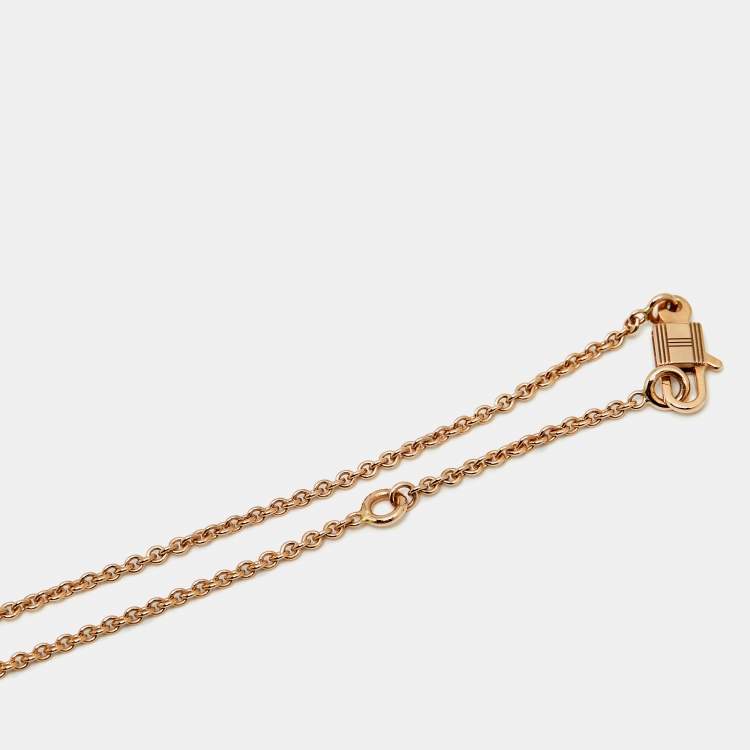 Pre Owned Hermes Amulette Kelly Diamonds 18k Rose Gold Necklace