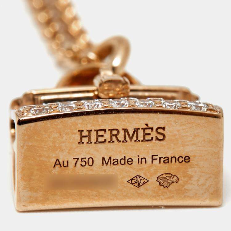 Pre Owned Hermes Amulette Kelly Diamonds 18k Rose Gold Necklace