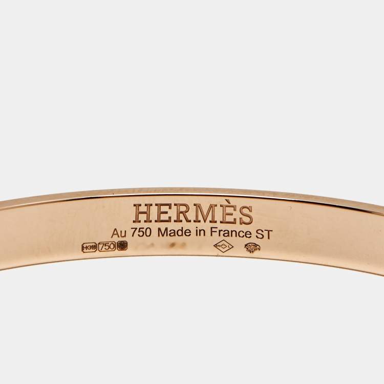 Pre Owned Hermes Kelly Diamonds 18k Rose Gold Small Model Bracelet